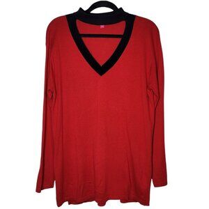 Vince Camuto womens Red V neck long sleeve  sweater Size medium modal blend